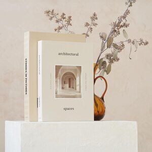 Beautiful Decorative Beige Books Set of 2 Boxes Enhance Your Coffee Table